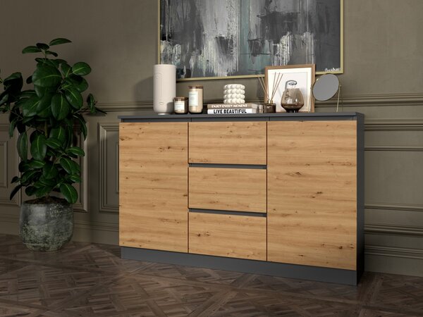 TP Living Komoda Saloe 2D3S 120 cm antracit/dub artisan