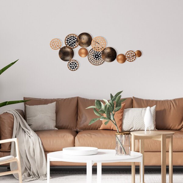 Hanah Home Nástenná kovová dekorácia Bronte 90x42 cm medená