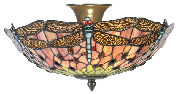 Stropné svietidlo Tiffany Libellule - Ø 40 * 23 cm 2x E14 / max 40W - Clayre & Eef