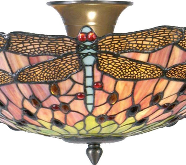 Stropné svietidlo Tiffany Libellule - Ø 40 * 23 cm 2x E14 / max 40W - Clayre & Eef