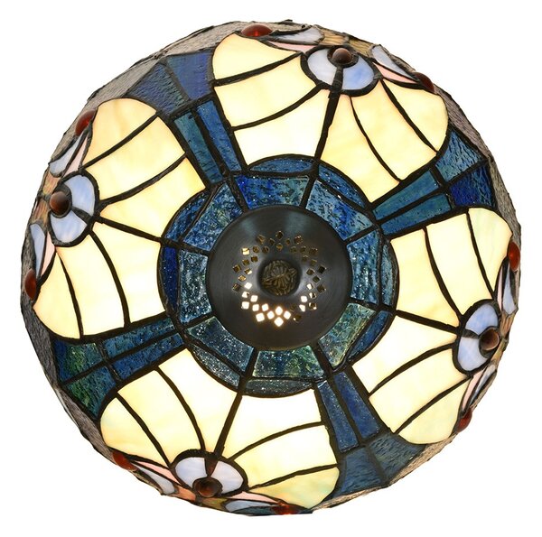Modrá stolná Tiffany lampa Hilla - Ø 25*40 cm E14/max 1*40W - Clayre & Eef
