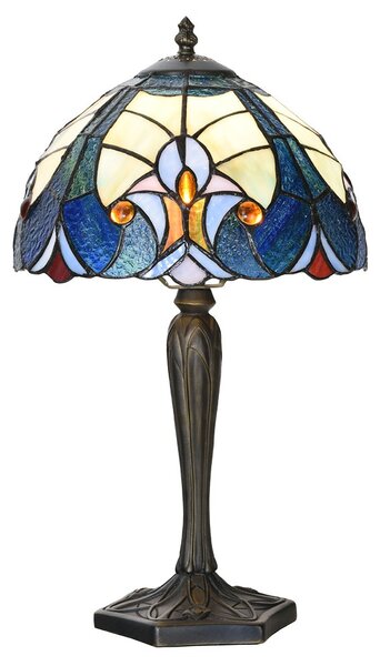 Modrá stolná Tiffany lampa Hilla - Ø 25*40 cm E14/max 1*40W - Clayre & Eef