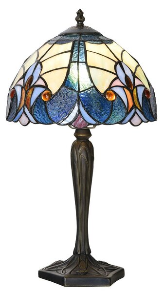 Modrá stolná Tiffany lampa Hilla - Ø 25*40 cm E14/max 1*40W - Clayre & Eef