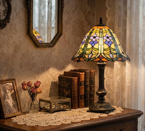 Stolná lampa Tiffany - Ø 30 * 48 cm 1x E14 - Clayre & Eef