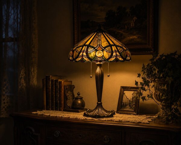 Stolná lampa Tiffany - Ø 41 * 61 cm 2x E27 - Clayre & Eef