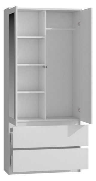 TP Living Šatníková skriňa so zrkadlom SS-90 biela