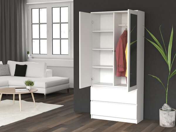 TP Living Šatníková skriňa so zrkadlom SS-90 biela