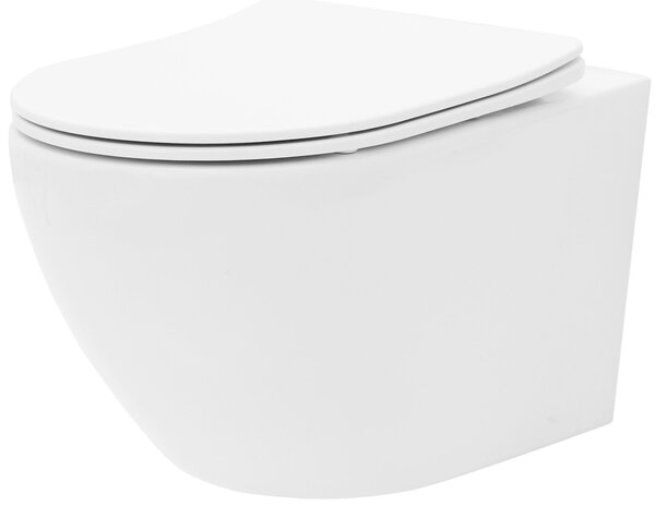 Rea Carlo, závesná WC misa 49x37 Rimless s pomaly-padajúcim sedátkom, biela, REA-C2760