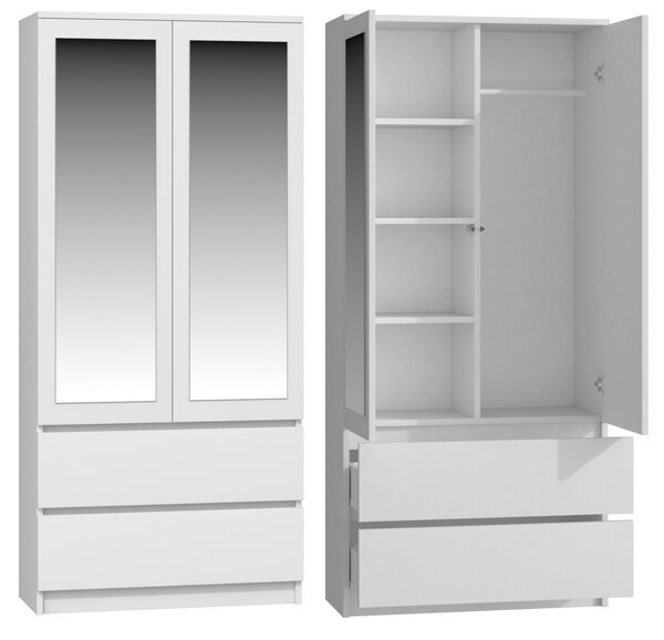TP Living Šatníková skriňa so zrkadlom SS-90 biela