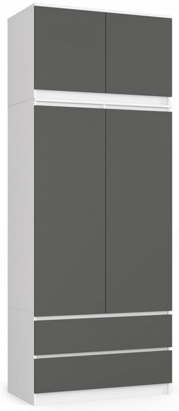 Ak furniture Nástavec na skriňu Star 90 cm biely/šedý grafit mat