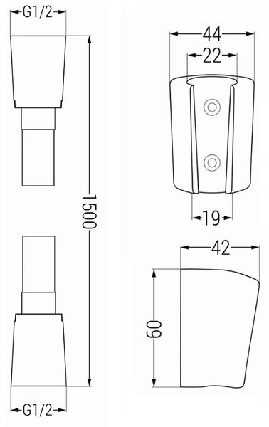 Mexen príslušenstvo - 1-bodový ručný sprchový set R-33, čierna, 785336052-70