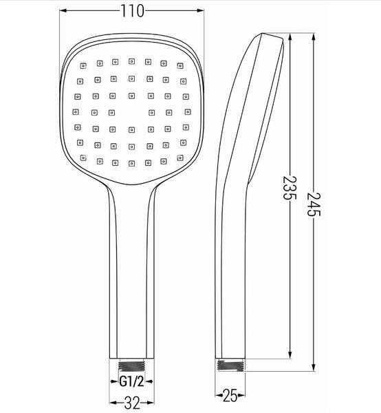Mexen príslušenstvo - 1-bodový ručný sprchový set R-33, čierna, 785336052-70