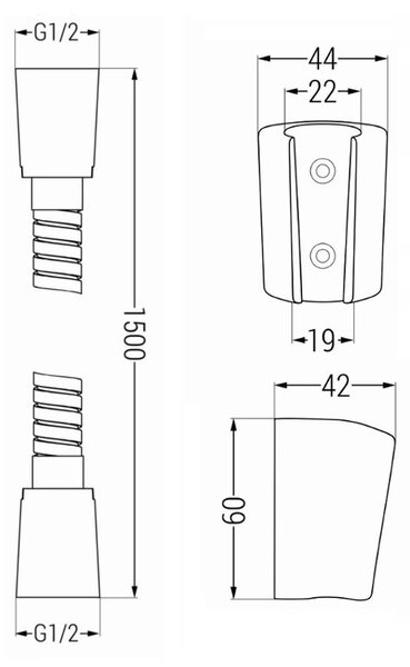 Mexen príslušenstvo - 1-bodový ručný sprchový set R-17, čierna, 785176052-70