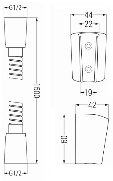 Mexen príslušenstvo - 1-bodový ručný sprchový set R-62, čierny, 785626052-70