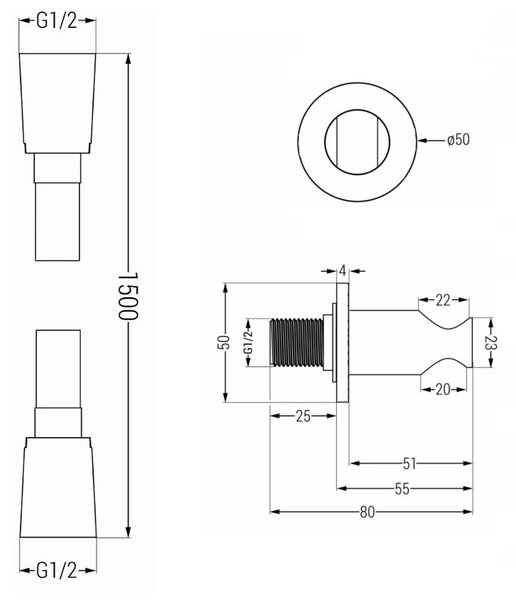 Mexen príslušenstvo - podomietkový 1-bodový ručný sprchový set R-70, zlatá, 785706051-50