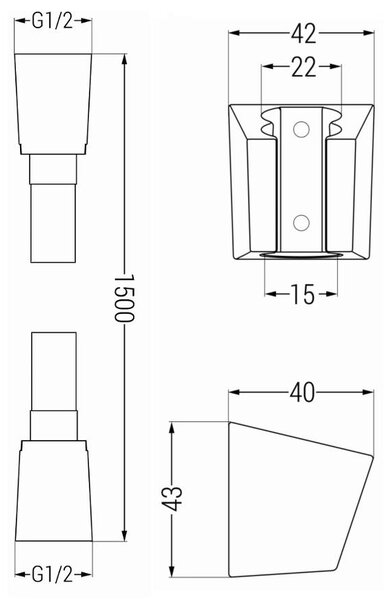Mexen príslušenstvo - 1-bodový ručný sprchový set R-45, čierna, 785456052-70