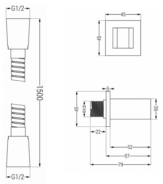 Mexen príslušenstvo - podomietkový 1-bodový ručný sprchový set R-02, čierny, 785006050-70