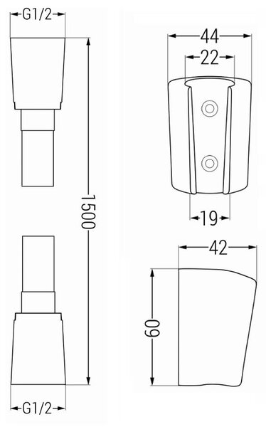 Mexen príslušenstvo - 1-bodový ručný sprchový set R-22, čierna, 785226052-70