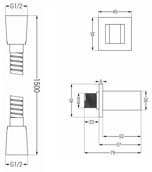 Mexen príslušenstvo - podomietkový 1-bodový ručný sprchový set R-02, chróm, 785006050-00