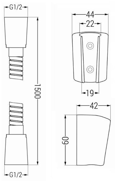 Mexen príslušenstvo - 1-bodový ručný sprchový set R-62, grafit, 785626052-66