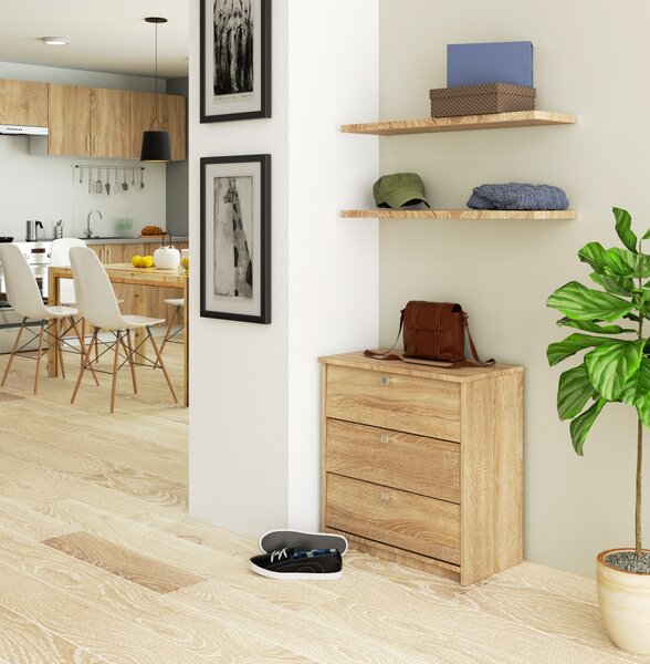 Ak furniture Skriňa na topánky Mini 60 cm - 3 dvierka dub sonoma