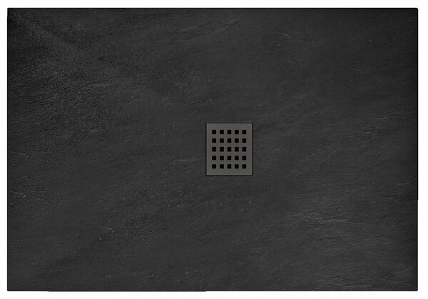 Rea BLACK ROCK- Akrylátová sprchová vanička 80 x 100 x 3,5 cm + sifón, čierna, REA-K4578