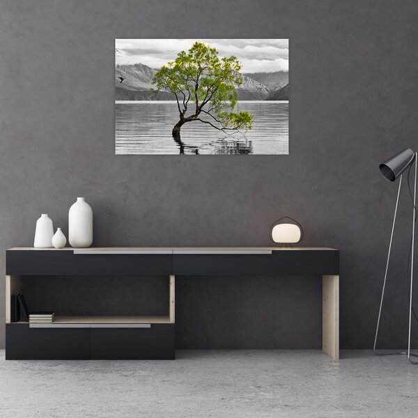 Obraz stromu uprostred jazera (90x60 cm)