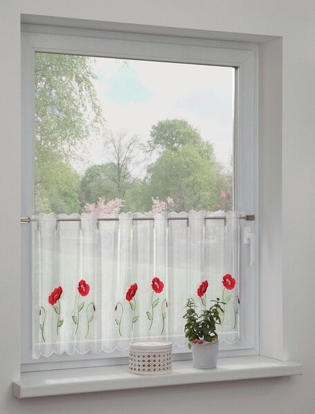 Biela záclona 155x45 cm Poppies – Sehlbach