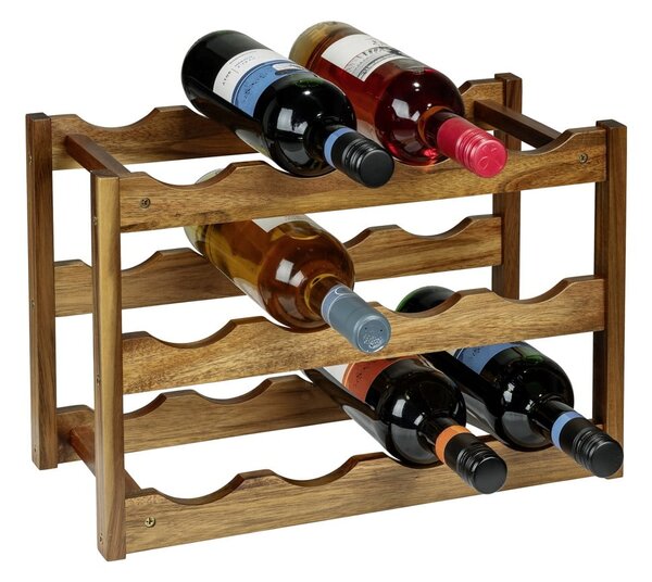 Regál na víno z masívu akácie v prírodnej farbe počet fliaš 12 42x28x21 cm Fondi – Wenko