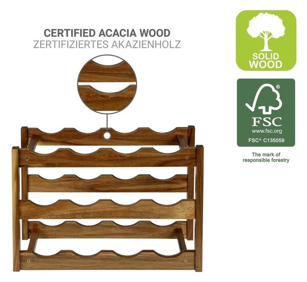 Regál na víno z masívu akácie v prírodnej farbe počet fliaš 12 42x28x21 cm Fondi – Wenko