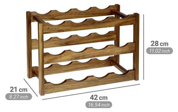 Regál na víno z masívu akácie v prírodnej farbe počet fliaš 12 42x28x21 cm Fondi – Wenko