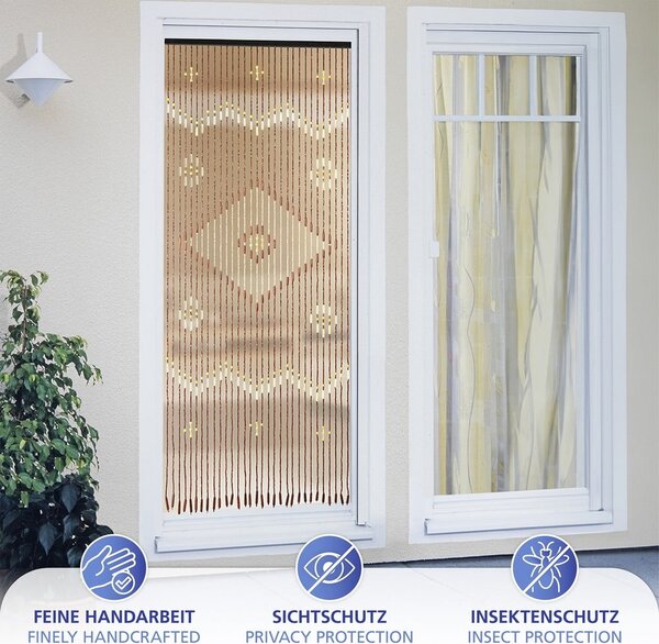 Bambusový záves do dverí v prírodnej farbe 90x200 cm Rhombus – Maximex