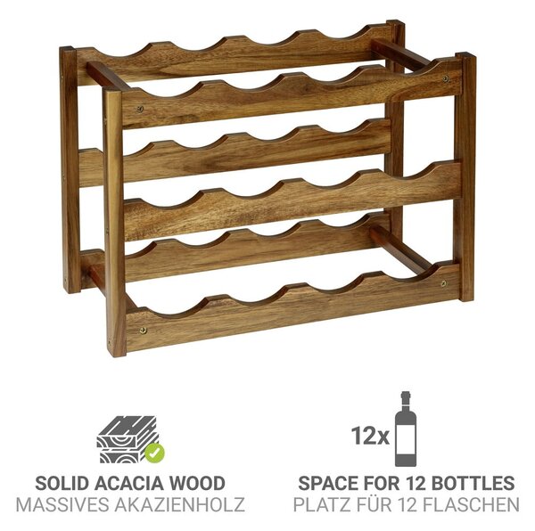 Regál na víno z masívu akácie v prírodnej farbe počet fliaš 12 42x28x21 cm Fondi – Wenko