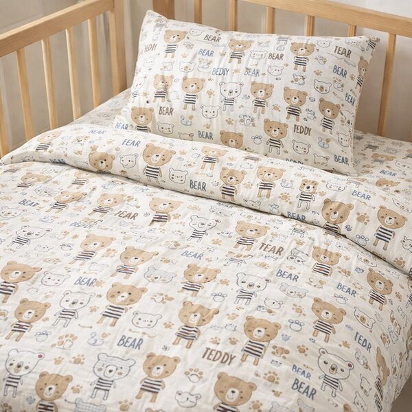 Mušelínové obliečky Teddy Bear TiaHome - Detský set 130x90cm + 65x45cm