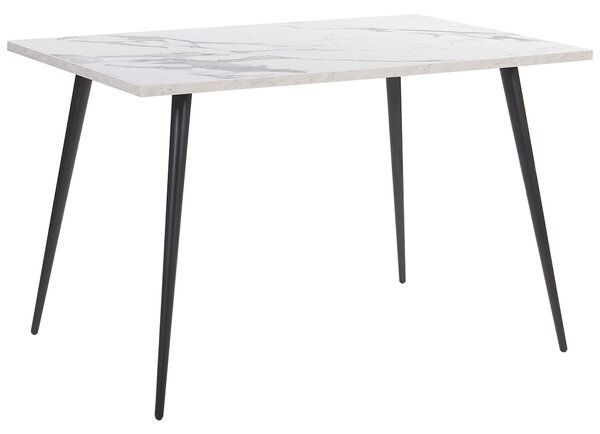Jedálenský stôl biela mramorový efekt čierne kovové nohy 120 x 80 cm obdĺžnikový tvar pre 4 osoby moderný glamour štýl kuchyňa jedáleň