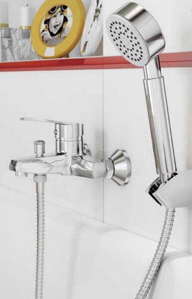 Cersanit ATON, Set ručná sprcha so sprchovou hadicou a 1-bodovým držiakom sprchy, Chróm, S951-024
