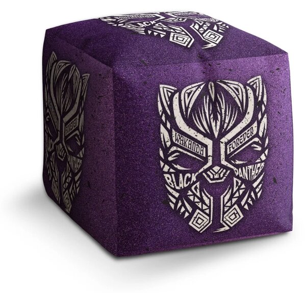 Sablio Taburet Cube BLACK PANTHER wakanda forever Biely - 40x40x40 cm