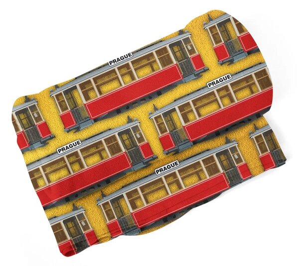 Sablio Deka Pražské historické električky Žltý Pattern - 150x120 cm