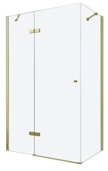 Mexen Roma, sprchovací kút 100 (dvere) x 80 (stena) cm, 6mm číre sklo, zlatý profil, 854-100-080-50-00