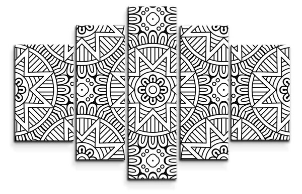Sablio Obraz - 5-dílný Hviezdy mehendi - 125x90 cm