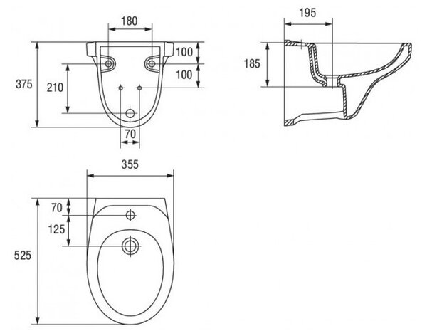 Cersanit DELFI - závesný bidet, biela, K11-0018