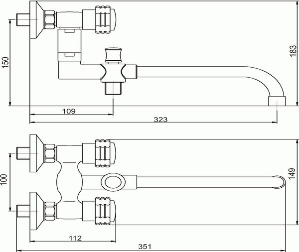 Novaservis Retro I, paneláková batéria bez príslušenstva 100 mm, chrómová, 99037/1,0