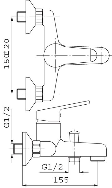 Ferro Smile, vaňová batéria 150 mm, chrómová, 71020,0