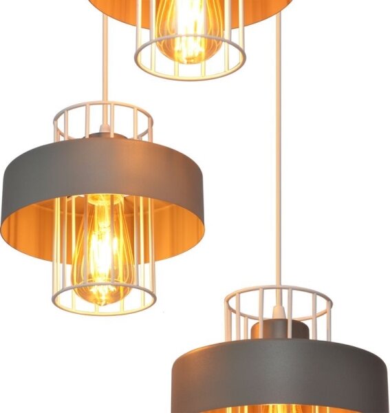 Luster na lanku VOLTA 3xE27/15W/230V pr. 42 cm šedá