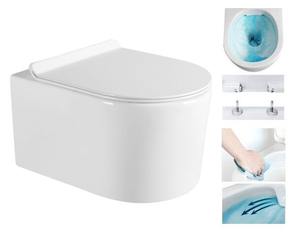 Mexen SOFIA Rimless závesná wc misa so sedátkom s pomalým zatváraním, 49 x 37 cm, biela, 30544000