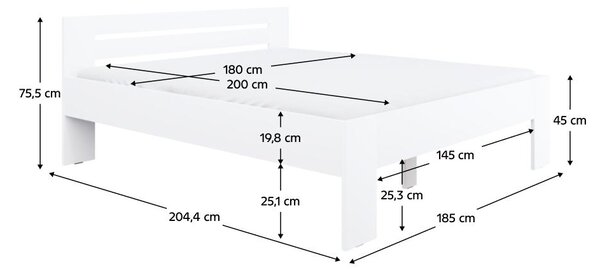 NovýNábytok.sk Manželská posteľ 180x200 cm Boyard (biela). Vlastná spoľahlivá doprava až k Vám domov. 1119508
