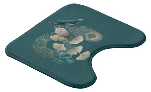 Tyrkysová WC kúpeľňová predložka 45x45 cm Ginkoblue – douceur d'intérieur