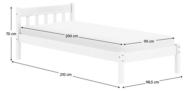 NovýNábytok.sk Jednolôžková posteľ 90x200 cm Malil (biela). Vlastná spoľahlivá doprava až k Vám domov. 1119523