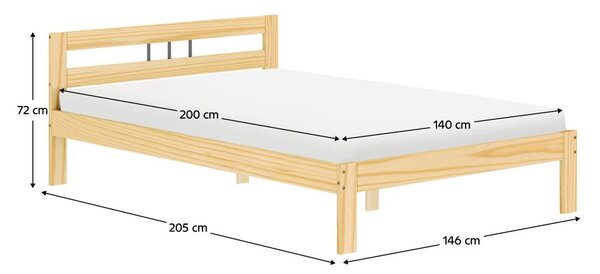 NovýNábytok.sk Manželská posteľ 140x200 cm Joja (prírodná). Vlastná spoľahlivá doprava až k Vám domov. 1119522