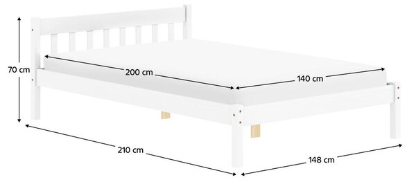 NovýNábytok.sk Manželská posteľ 140x200 cm Malil (biela). Vlastná spoľahlivá doprava až k Vám domov. 1119524